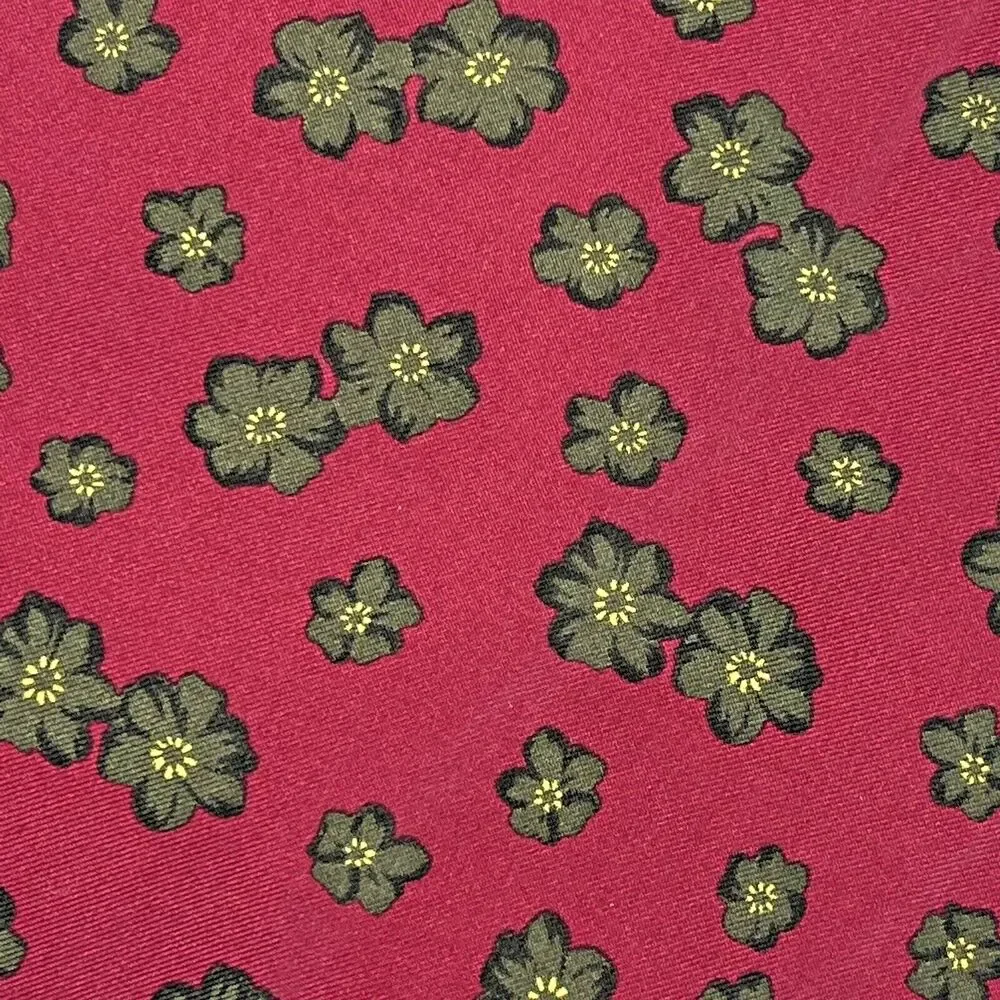 Banana Republic Mens 100%‎ Silk Tie Red Floral Geometric Necktie Made In Italy